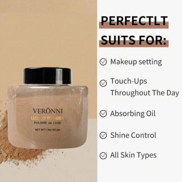 New! Matte Finishing Makeup Loose Setting Powder, Long-Lasting w/ Oil Control - Picture 2 of 2